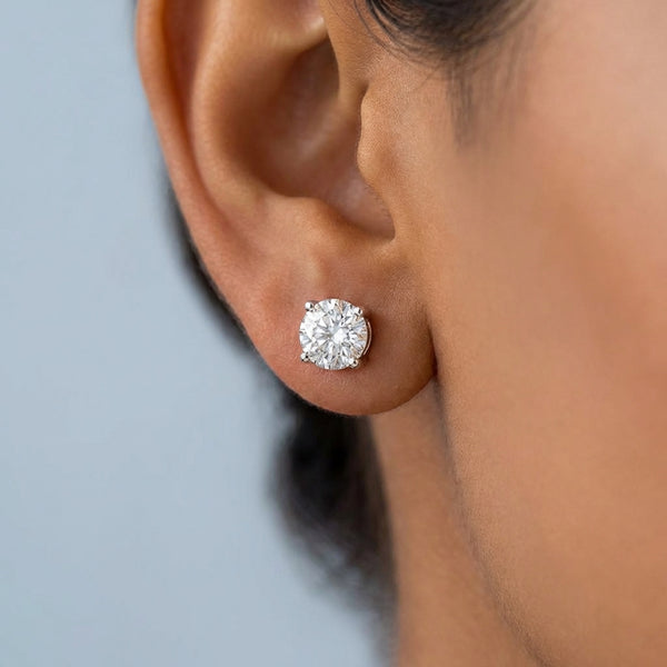 Model shot of the white gold earrings