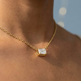 Elegant Emerald-Cut Diamond Pendant Necklace