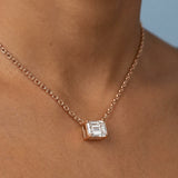 Elegant Emerald-Cut Diamond Pendant Necklace