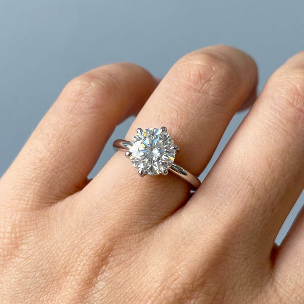 Hand model shot of the white gold engagement ring