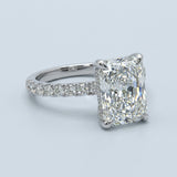 Perfect Hidden Halo Radiant Cut, French Cut Pavé sides, 2.00+ ct, D-E/VS