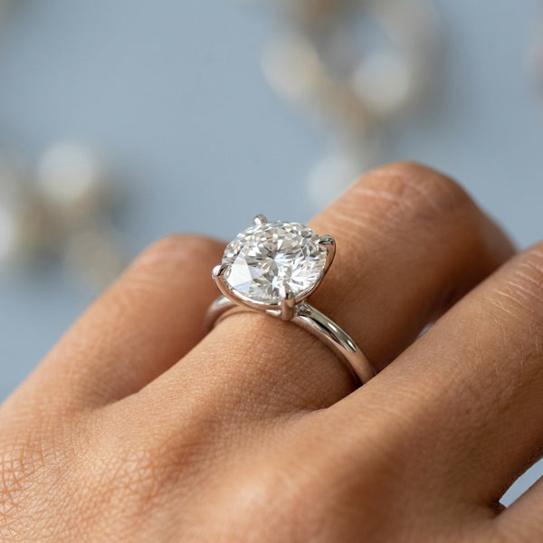 Hand model shot of the white gold engagement ring