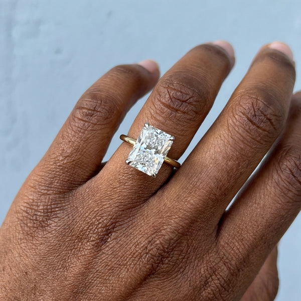 Hand model shot of the white gold engagement ring