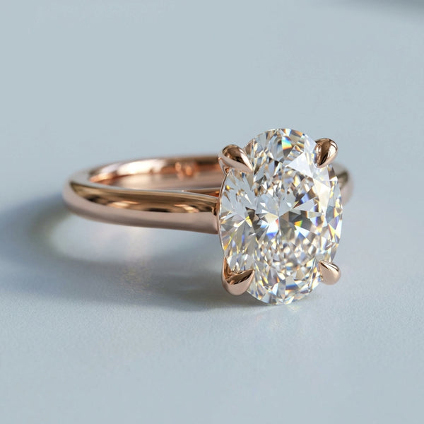 Front view of the rose gold engagement ring