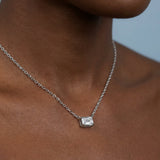 Elegant Emerald-Cut Diamond Pendant Necklace
