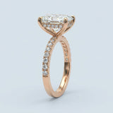 Perfect Hidden Halo Radiant Cut, French Cut Pavé sides, 2.00+ ct, D-E/VS