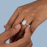 Emerald Cut Diamond Pave Band Engagement Ring