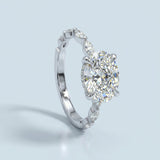 Lab-Grown Oval Diamond Ring with Alternating Accents