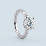 Round Brilliant Cut Diamond Hidden Halo Unique Sides