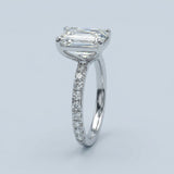 Emerald Cut Diamond Pave Band Engagement Ring