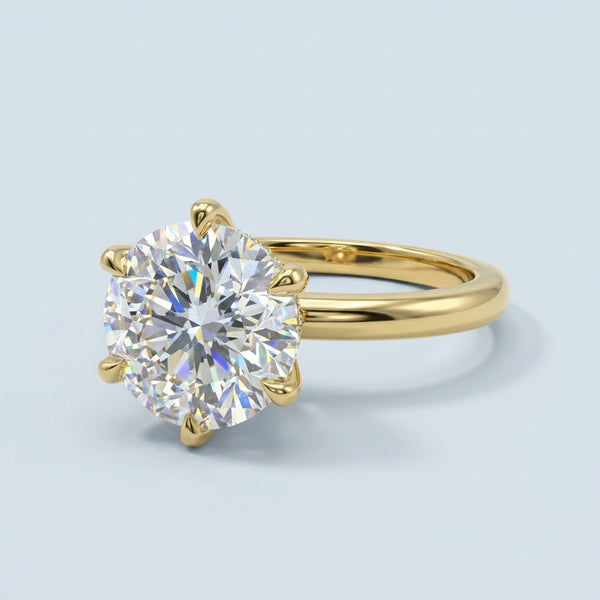 Front view of the yellow gold engagement ring