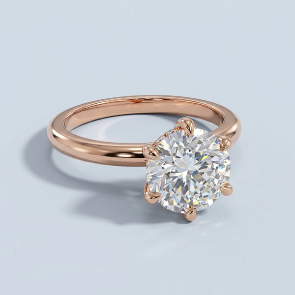 Front view of the rose gold engagement ring