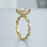 Lab-Grown Oval Diamond Ring with Alternating Accents