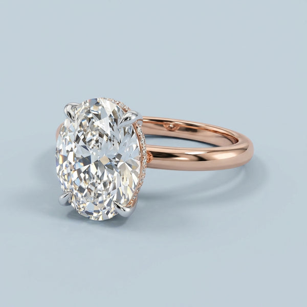 Front view of the rose gold engagement ring