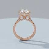 Round Cut Diamond Engagement Ring with Unique Floral Prongs