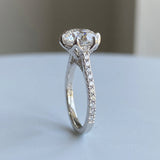 Round Cut Diamond Engagement Ring with Unique Floral Prongs