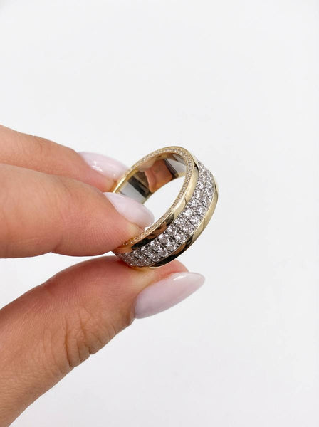 Dual-Row Round Brilliant Lab-Grown Diamond Band