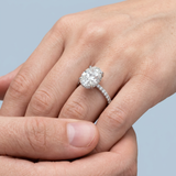 Hidden Halo Oval Brilliant Cut French Cut Pavè 2.00+ CT, D-E/VS