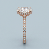 Hidden Halo Oval Brilliant Cut French Cut Pavè 2.00+ CT, D-E/VS