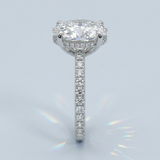 Hidden Halo Oval Brilliant Cut French Cut Pavè 2.00+ CT, D-E/VS