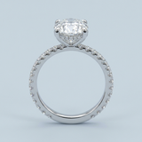 Hidden Halo Oval Brilliant Cut French Cut Pavè 2.00+ CT, D-E/VS