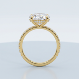Hidden Halo Oval Brilliant Cut French Cut Pavè 2.00+ CT, D-E/VS