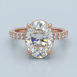 Hidden Halo Oval Brilliant Cut French Cut Pavè 2.00+ CT, D-E/VS