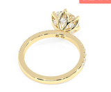 Round Cut Diamond Engagement Ring with Unique Petal Setting