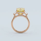 Radiant Fancy Vivid Yellow Sapphire Three Stone Ring