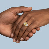 Radiant Fancy Vivid Yellow Sapphire Three Stone Ring