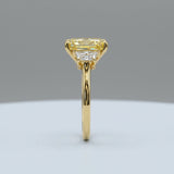 Radiant Fancy Vivid Yellow Sapphire Three Stone Ring