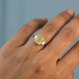 Radiant Fancy Vivid Yellow Sapphire Three Stone Ring