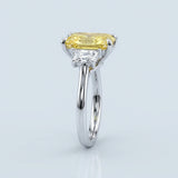 Radiant Fancy Vivid Yellow Sapphire Three Stone Ring