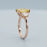 Radiant Fancy Vivid Yellow Sapphire Three Stone Ring