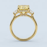 Radiant Fancy Vivid Yellow Sapphire Three Stone Ring
