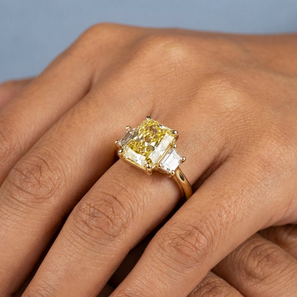 Hand model shot of the white gold engagement ring
