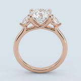 Cushion cut Three Stone Diamond Engagement Ring