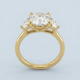 Cushion cut Three Stone Diamond Engagement Ring