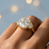 Cushion cut Three Stone Diamond Engagement Ring
