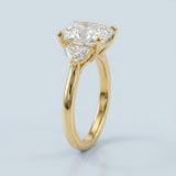 Cushion cut Three Stone Diamond Engagement Ring