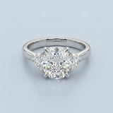 Cushion cut Three Stone Diamond Engagement Ring