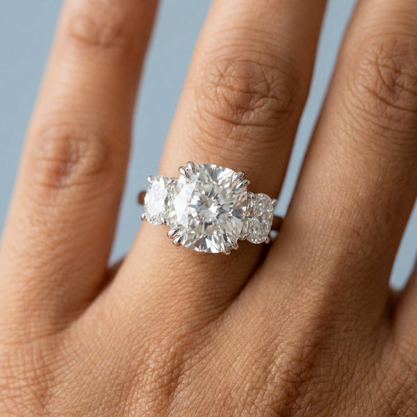 Hand model shot of the white gold engagement ring
