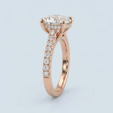 Cathedral Hidden Halo Round Cut Diamond, French Cut Pavé sides