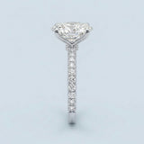 Sparkling Oval Cut Diamond Ring with Pave Band
