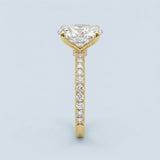 Sparkling Oval Cut Diamond Ring with Pave Band