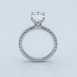 Sparkling Oval Cut Diamond Ring with Pave Band