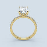 Emerald Cut Diamond French Cut Pave Engagement Ring