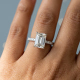 Emerald Cut Diamond French Cut Pave Engagement Ring