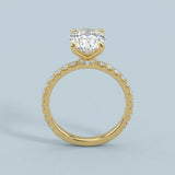 Sparkling Oval Cut Diamond Ring with Pave Band