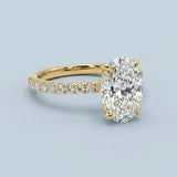 Sparkling Oval Cut Diamond Ring with Pave Band